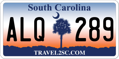 SC license plate ALQ289