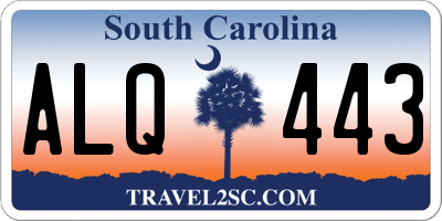SC license plate ALQ443