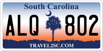 SC license plate ALQ802