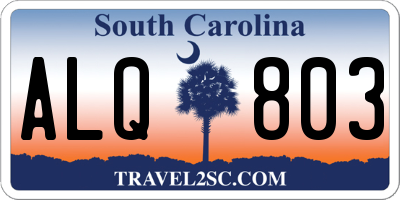 SC license plate ALQ803