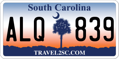 SC license plate ALQ839
