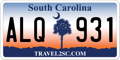 SC license plate ALQ931