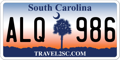 SC license plate ALQ986