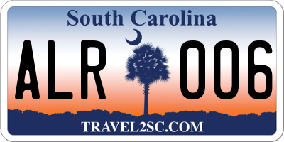 SC license plate ALR006