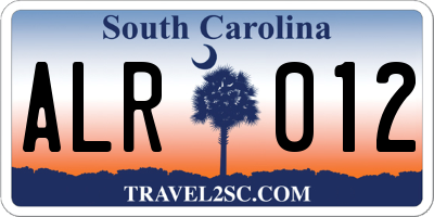 SC license plate ALR012