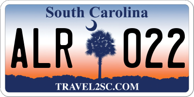 SC license plate ALR022