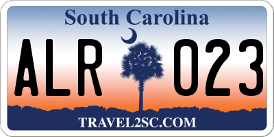 SC license plate ALR023
