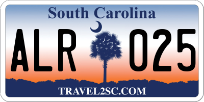 SC license plate ALR025