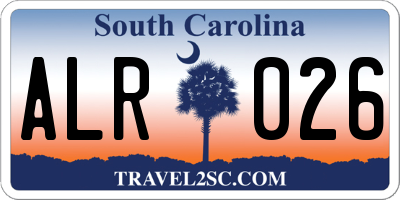 SC license plate ALR026