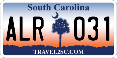 SC license plate ALR031