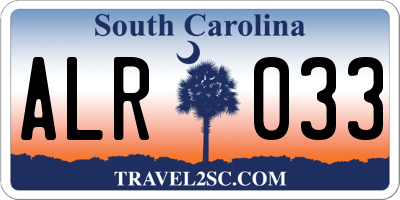 SC license plate ALR033