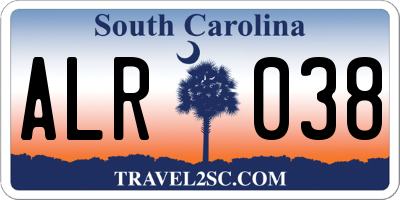 SC license plate ALR038