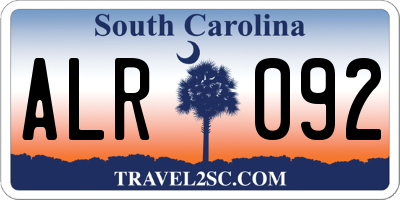 SC license plate ALR092
