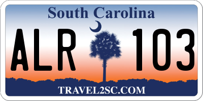 SC license plate ALR103