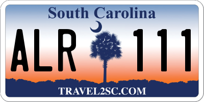 SC license plate ALR111