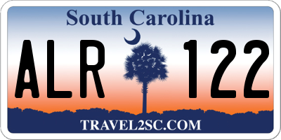 SC license plate ALR122