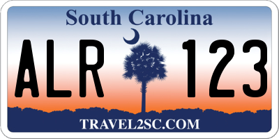 SC license plate ALR123