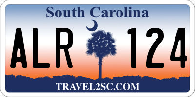 SC license plate ALR124