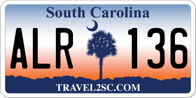 SC license plate ALR136