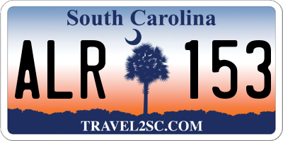 SC license plate ALR153
