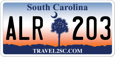 SC license plate ALR203