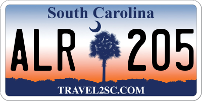 SC license plate ALR205