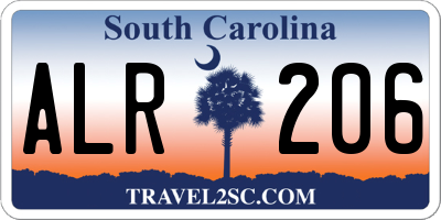 SC license plate ALR206