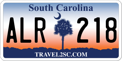 SC license plate ALR218