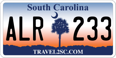 SC license plate ALR233