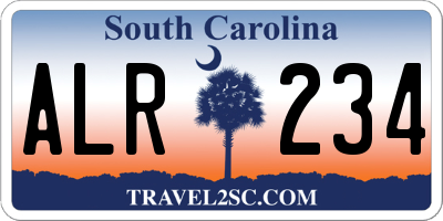 SC license plate ALR234