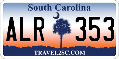 SC license plate ALR353