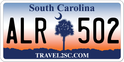 SC license plate ALR502
