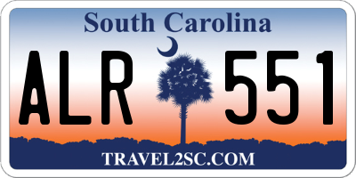 SC license plate ALR551