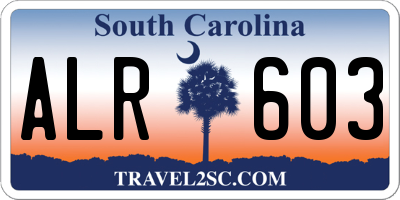 SC license plate ALR603