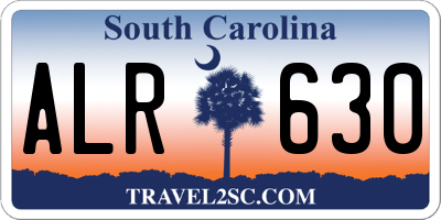 SC license plate ALR630