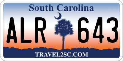 SC license plate ALR643
