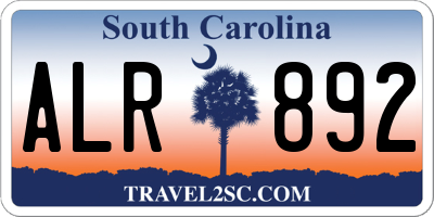 SC license plate ALR892