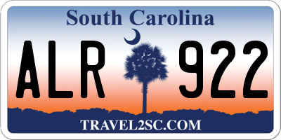 SC license plate ALR922