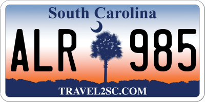 SC license plate ALR985