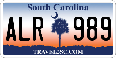 SC license plate ALR989