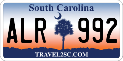 SC license plate ALR992