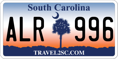 SC license plate ALR996