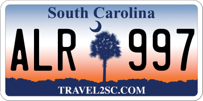 SC license plate ALR997