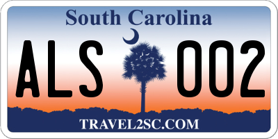SC license plate ALS002