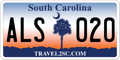 SC license plate ALS020