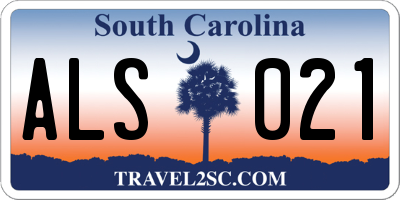 SC license plate ALS021