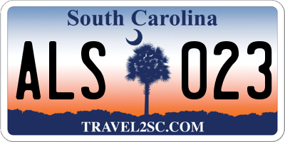 SC license plate ALS023