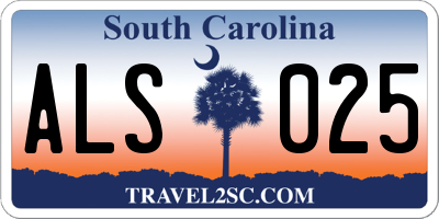 SC license plate ALS025