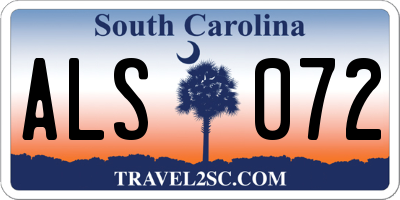 SC license plate ALS072