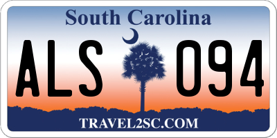 SC license plate ALS094